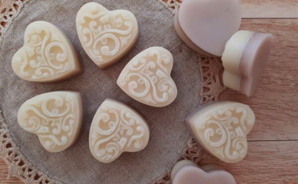 lavender lotion bars in heart shape